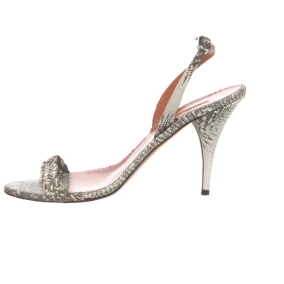 OSCAR DE LA RENTA Leather Chain-Link Accents Slingback Sandals Size: 10 | IT 41 - Picture 2 of 5